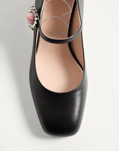 Valentino Leather Block Heel Pumps With Embellished Detail