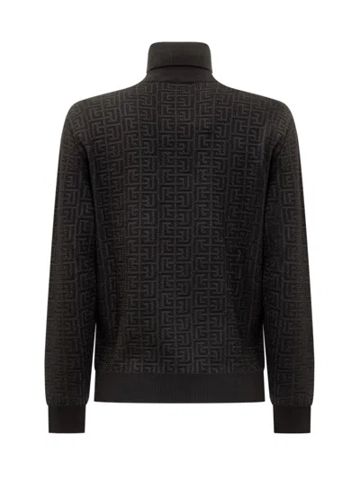 Balmain Kids Roll-neck Knitted Jumper In Black