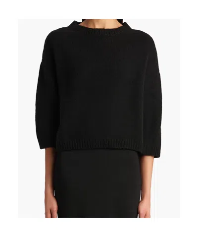 Khaite Davin Short Sleeve Cashmere Sweater In Black