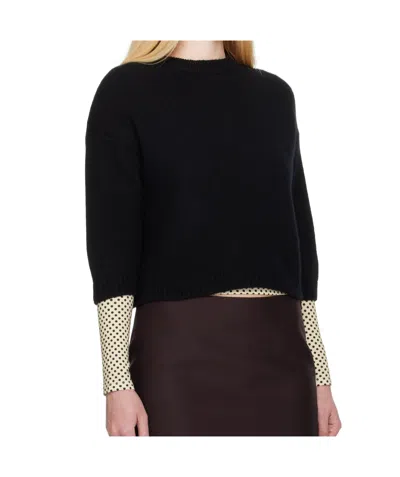Khaite Davin Short Sleeve Cashmere Sweater In Black