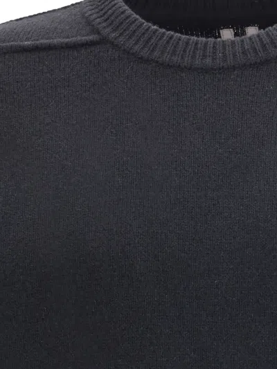 Rick Owens Exposed Stitching Wool Sweater In Black