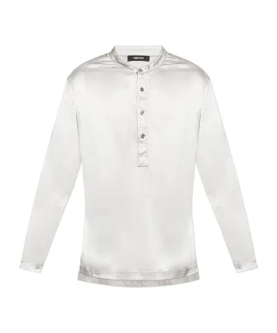 Tom Ford Silk-blend Pajama Shirt In White