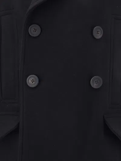 Rick Owens Officer Coat Structured Wide Lapels In Black