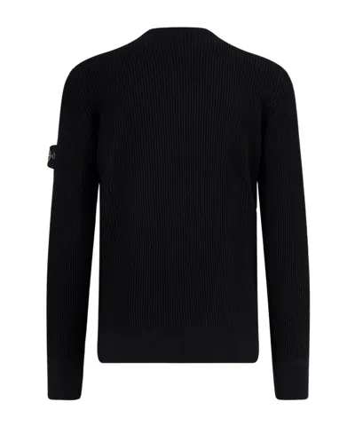 Stone Island Wool Crew Neck Pullover In Black