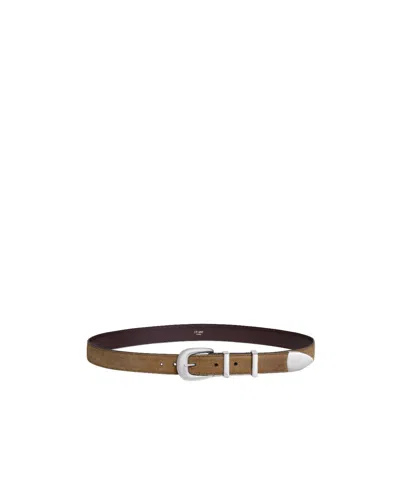 Celine Medium 25mm Western Belt In Suede Calfskin With Waxed Effect