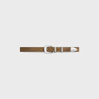 Celine Medium 25mm Western Belt In Suede Calfskin With Waxed Effect