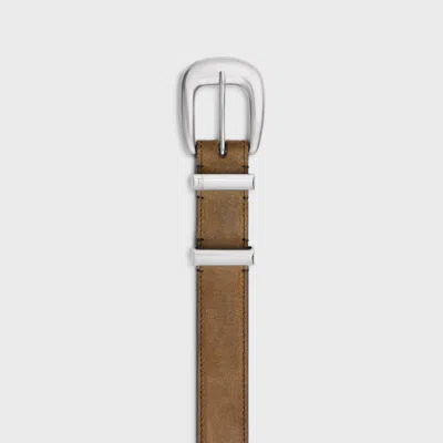 Celine Medium 25mm Western Belt In Suede Calfskin With Waxed Effect