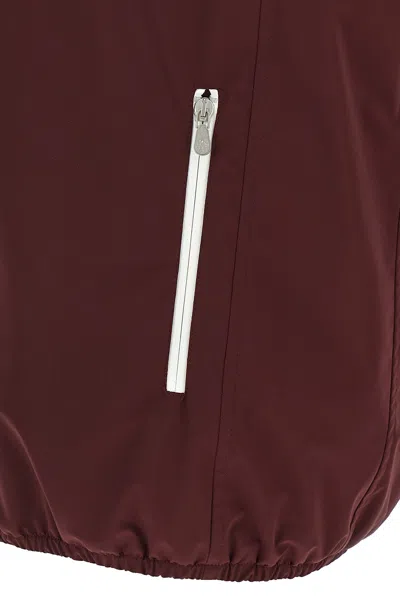 Brunello Cucinelli Hooded Vest With Elastic Hem And Side Zipper Pockets In Burgundy