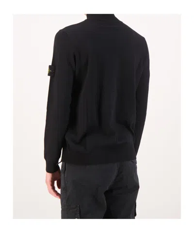 Stone Island Half-zip Wool Sweater In Black