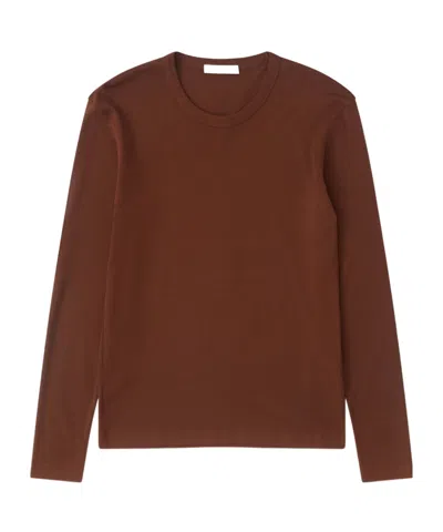 Lemaire Long Sleeve Round Neck Top Design In Brown