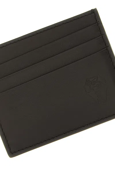 Brunello Cucinelli Compact Textured Cardholder Contrast Stitching In Black