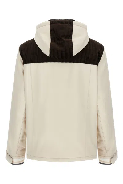 Brunello Cucinelli Corduroy Insert Ski Jacket Puffer Jackets Multicolor In Neutral