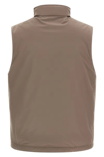 Brunello Cucinelli Quilted High Collar Sleeveless Vest In Brown