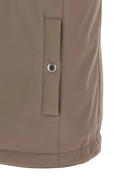 Brunello Cucinelli Quilted High Collar Sleeveless Vest In Brown