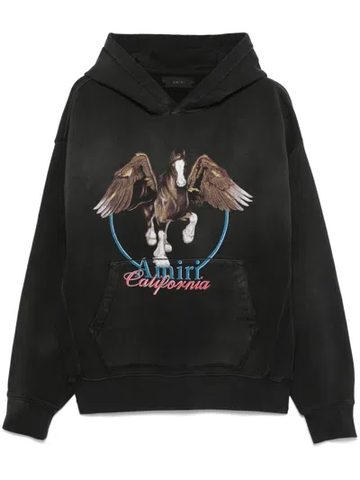 Amiri Graphic Print Hooded Sweater Kangaroo Pocket In Black