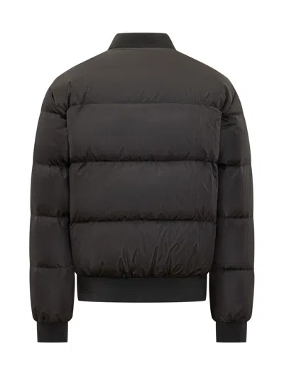 Dsquared2 Classic Black Puffer Bomber Jacket With Ribbed Cuffs In Black