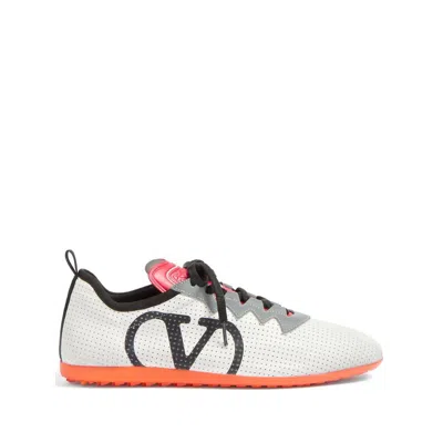 Valentino Perforated Nappa Leather Chromathon Sneakers In White