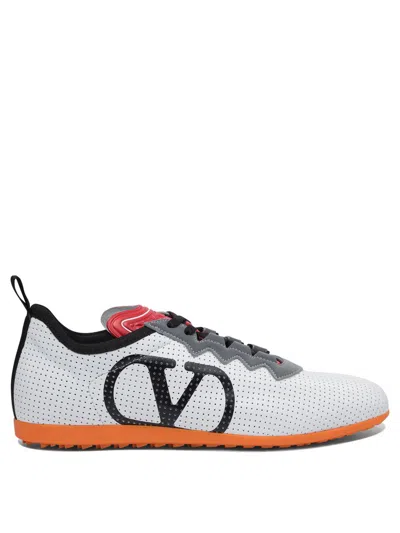 Valentino Perforated Nappa Leather Chromathon Sneakers In White
