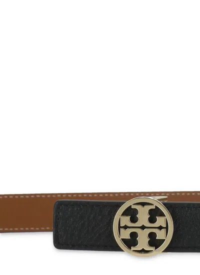 Tory Burch Miller Reversible Leather Belt In Black