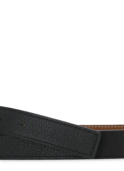 Tory Burch Miller Reversible Leather Belt In Black