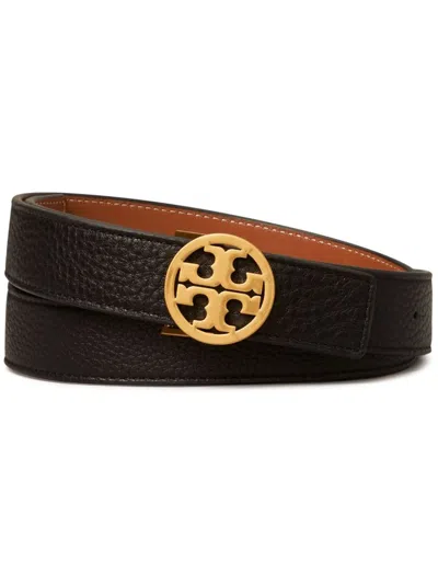 Tory Burch Miller Reversible Leather Belt In Black