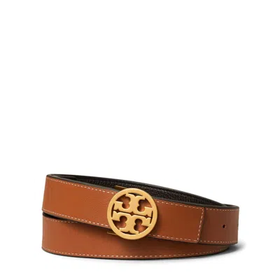 Tory Burch Miller Reversible Leather Belt In Black