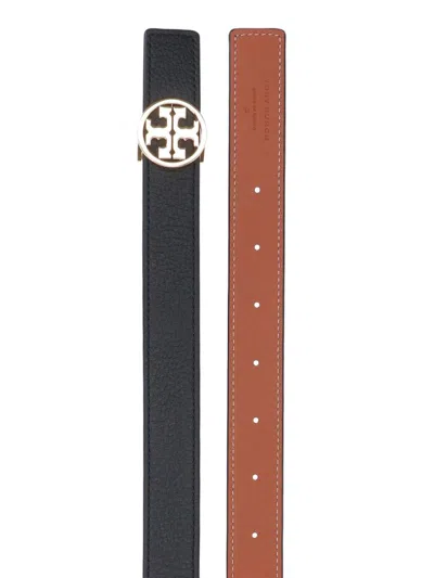 Tory Burch Miller Reversible Leather Belt In Black