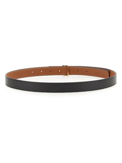 Tory Burch Miller Reversible Leather Belt In Black