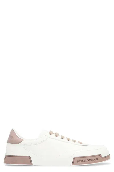 Dolce & Gabbana Portofino Yatch Sneakers In Calfskin Color White And Dove Grey In White