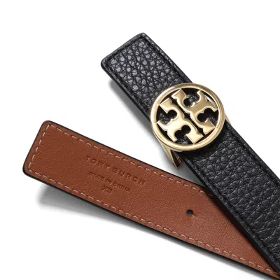 Tory Burch Miller Reversible Leather Belt In Black