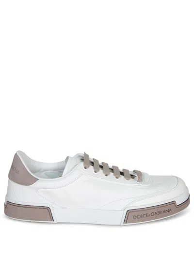 Dolce & Gabbana Portofino Yatch Sneakers In Calfskin Color White And Dove Grey In White