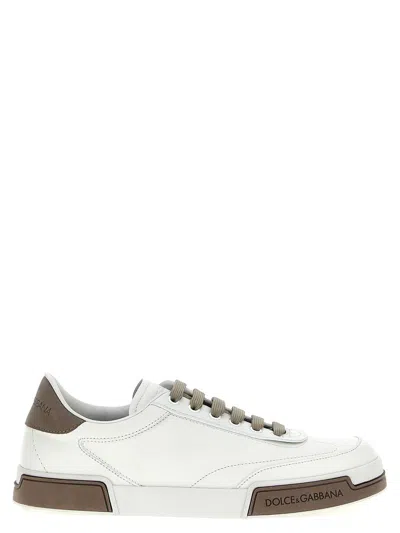 Dolce & Gabbana Portofino Yatch Sneakers In Calfskin Color White And Dove Grey In White