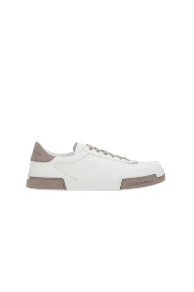 Dolce & Gabbana Portofino Yatch Sneakers In Calfskin Color White And Dove Grey In White