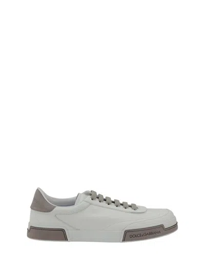 Dolce & Gabbana Portofino Yatch Sneakers In Calfskin Color White And Dove Grey In White