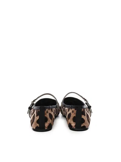 Dolce & Gabbana Leo Print Ballet Flats In Brown