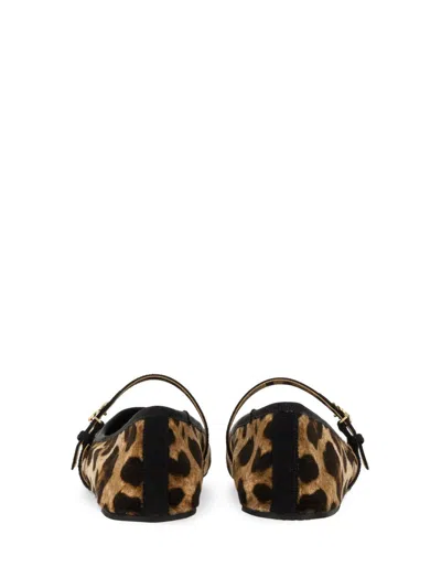 Dolce & Gabbana Leo Print Ballet Flats In Brown