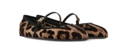 Dolce & Gabbana Leo Print Ballet Flats In Brown