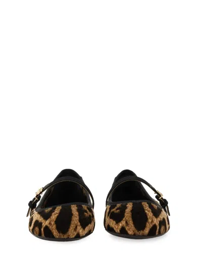 Dolce & Gabbana Leo Print Ballet Flats In Brown