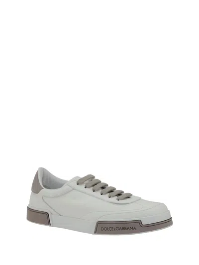 Dolce & Gabbana Portofino Yatch Sneakers In Calfskin Color White And Dove Grey In White