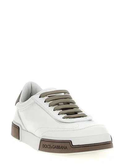 Dolce & Gabbana Portofino Yatch Sneakers In Calfskin Color White And Dove Grey In White