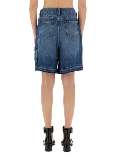 Ganni Blue Shorts With Belt Loops And One Front Patch Pocket