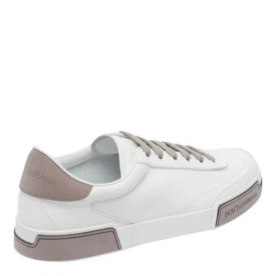 Dolce & Gabbana Portofino Yatch Sneakers In Calfskin Color White And Dove Grey In White