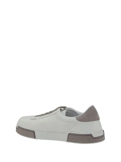 Dolce & Gabbana Portofino Yatch Sneakers In Calfskin Color White And Dove Grey In White