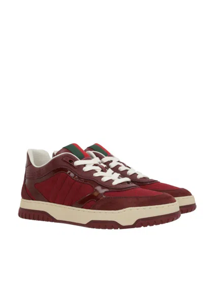 Gucci Re-web Style Sneakers Contrast Sole In Red