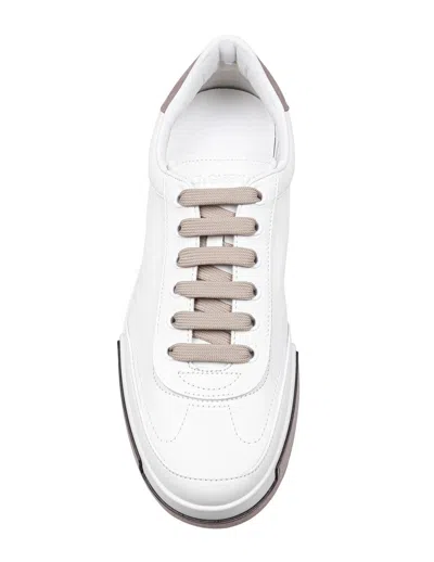 Dolce & Gabbana Portofino Yatch Sneakers In Calfskin Color White And Dove Grey In White