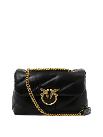 Pinko Love Mini Puff Leather Crossbody Bag In Black