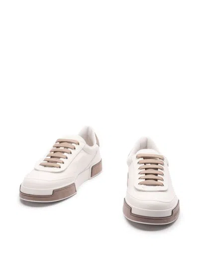 Dolce & Gabbana Portofino Yatch Sneakers In Calfskin Color White And Dove Grey In White