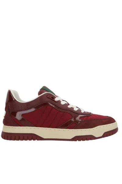 Gucci Re-web Style Sneakers Contrast Sole In Red