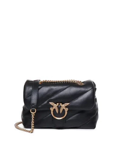 Pinko Love Mini Puff Leather Crossbody Bag In Black