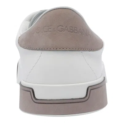 Dolce & Gabbana Portofino Yatch Sneakers In Calfskin Color White And Dove Grey In White